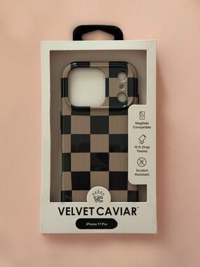 Brown Checkered Velvet Caviar iPhone 17 Pro Phone Case